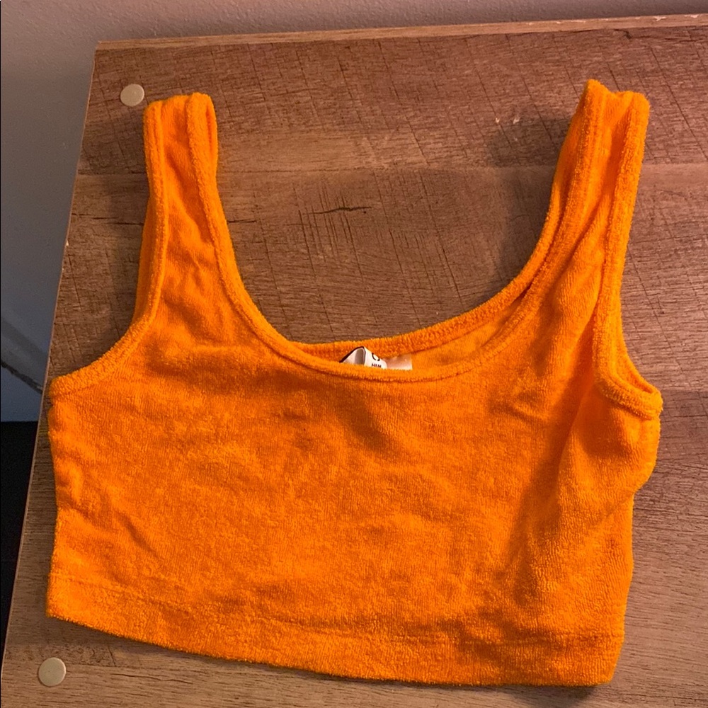 Divided Orange Fitted Crop Tank Top